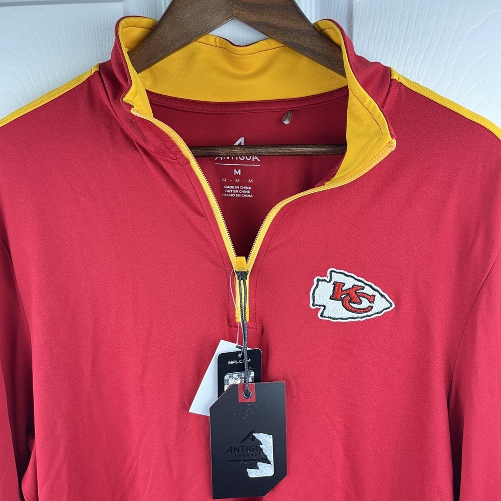 Kansas City Chiefs Antigua Quarter Zip Pullover Mens Medium Red NFL Football NEW